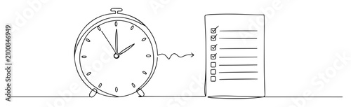 Time management and productivity in minimal line art style