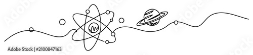 Fotografie Atom and planet in cosmic science concept