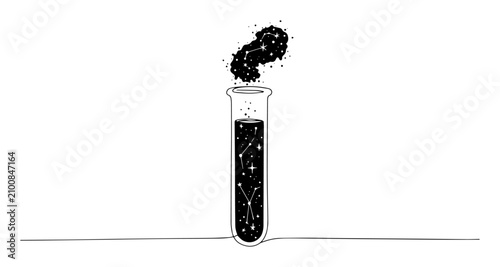 Photos Test tube with bubbling magical reaction