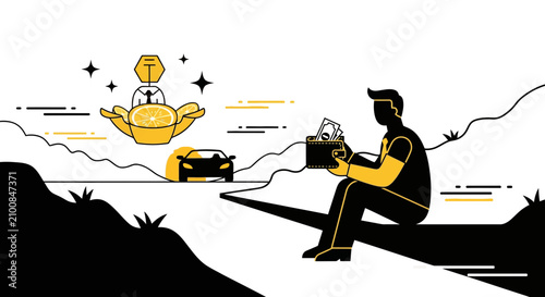 Financial Ruin and Bankruptcy Concept with Man and Empty Wallet