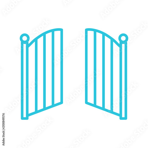 Open doors icon. Isolated on white background. Blue icon.