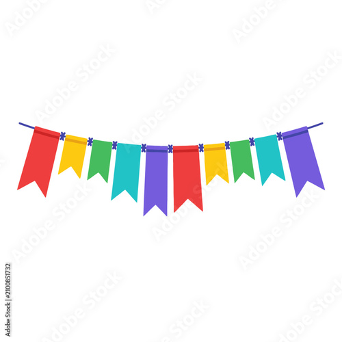 Vector Icon Colorful festive bunting flags hanging for celebration and party decoration. EPS Editable