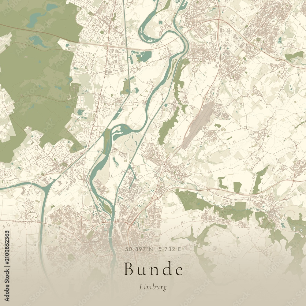 Fototapeta premium Vintage Canvas Map of Bunde, Netherlands | Scandinavian Wall Art | Historic Topographic