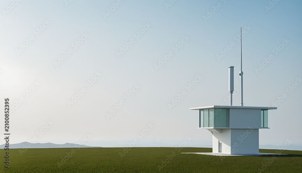 Obraz premium Modern climate data observation station in a quiet landscape