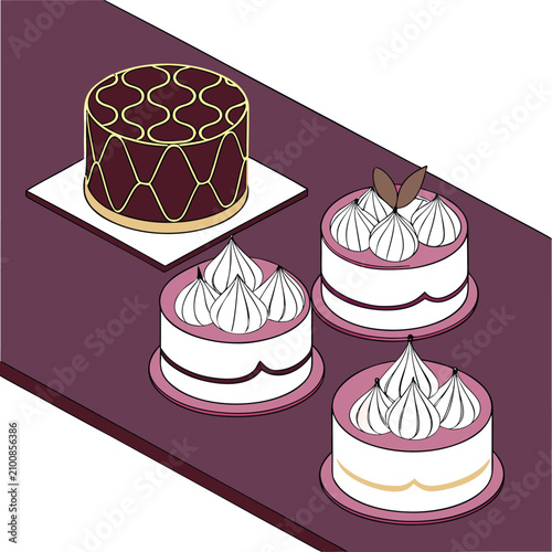 Minimalist Luxury Pastries with Meringue Peaks Dramatic Shadow Food Photography.