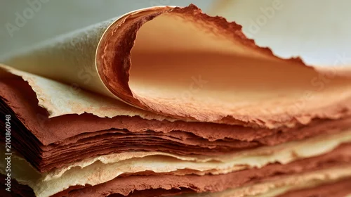 Obraz Rolled terracotta handmade paper scroll with cream inner fold