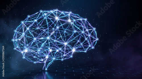 A visualization of an advanced artificial neural network suspended in a futuristic digital environment.
