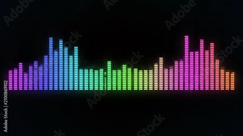4K Neon Gradient Music Visualizer on Black Background with Audio Spectrum Motion Graphics