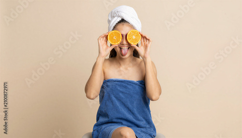 Woman with Orange Slice Sunglasses
