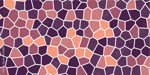 Seamless mosaic pattern with purple and peach geometric tiles, geometric