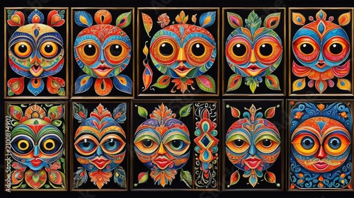 Vibrant Paintings on Black Background
