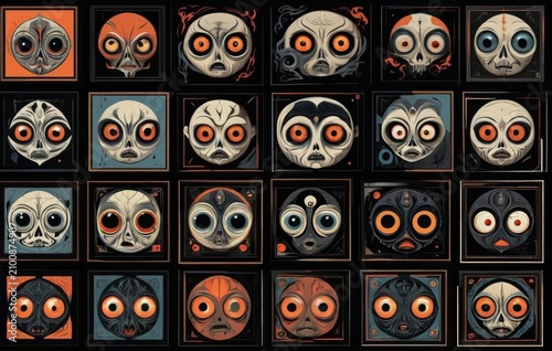 Assorted Masks With Varied Eyes on Display