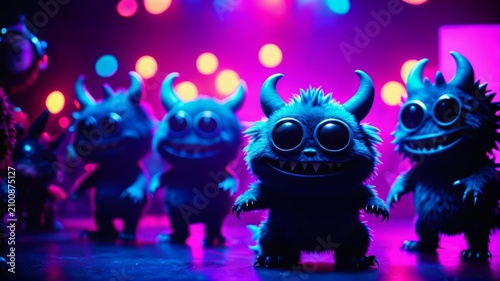 Group of Little Monsters Standing Together