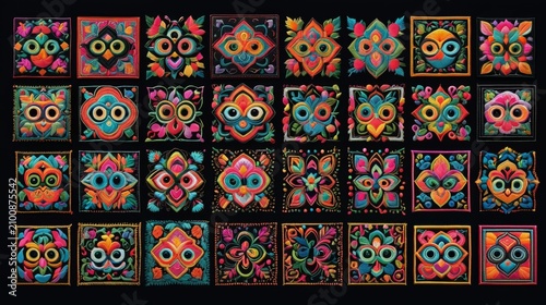 Obraz na płótnie Assorted Designs on Black Background