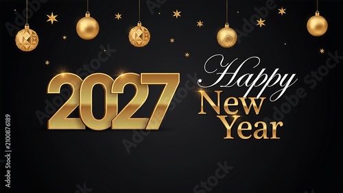 Luxury Gold 2027 Happy New Year Greeting Card Design