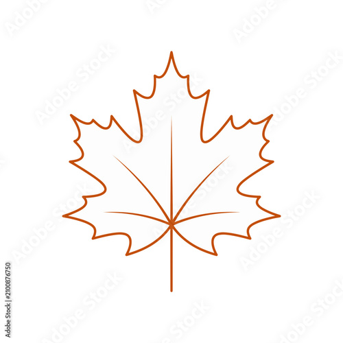Simple flat vector outline icon of a red maple leaf representing autumn season or Canadian symbol, isolated on a white background.