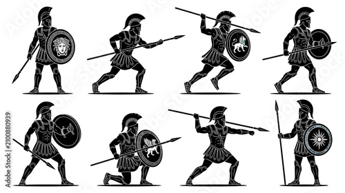 Cuadro en lienzo Ancient Warriors with Shields and Spears Collection