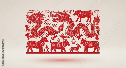 Intricate red floral pattern on white background.
