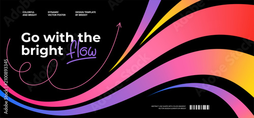 Abstract Color Poster with Dynamic Gradient Lines Pattern. Vector Sport Splash Design Element. Swirl Geometric Wave Line.