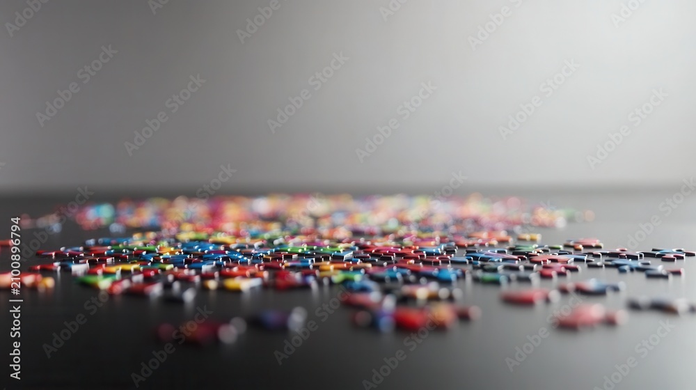 Fototapeta premium Scattered Colorful Puzzle Pieces Coalescing