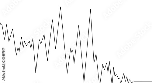 Tableau sur toile Minimalist black and white line chart illustration showing fluctuating data trends, volatility, or stock market analysis