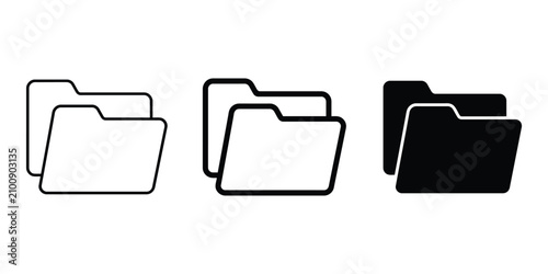 File folders icon silhouette vector outline and line art