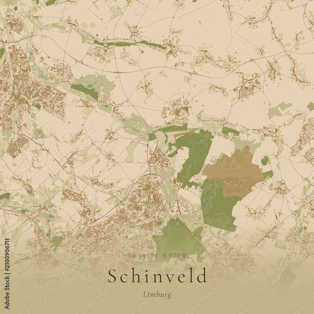 Fototapeta premium Sand Tone Map of Schinveld, Netherlands | Warm Neutral Wall Art