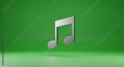 Silvery Eighth Note Rests Gracefully on a Verdant Expanse Symbolizing Melodies Harmony and The Universal Language of Sound for Creative Projects and Digital Artistry.