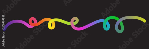 Abstract background with 3D colorful fluid waves and rainbow gradient curved lines isolated on black. Vector illustration