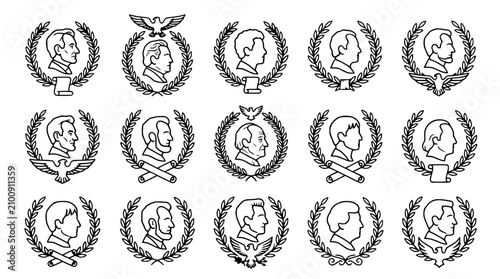 Fotografía Vintage Presidential Profile Badges & Laurels Collection