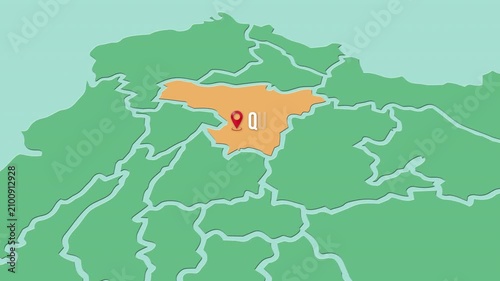 Mapa de Ecuador con división política resaltando la provincia Pichincha con su capital Quito