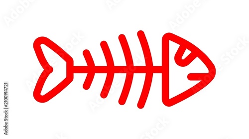 Red outline of a fish bone skeleton