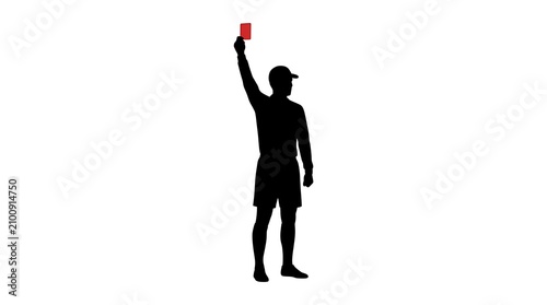 Silhouette of a sports referee showing a red card