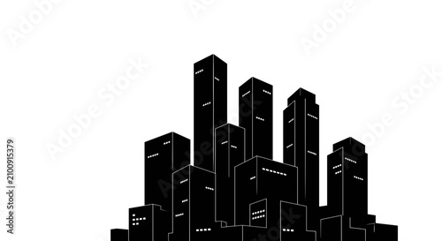Modern City Skyline Urban Buildings.