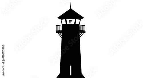 Lighthouse Tower Silhouette Icon Graphic.