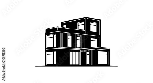 Modern House Building Architecture Design.