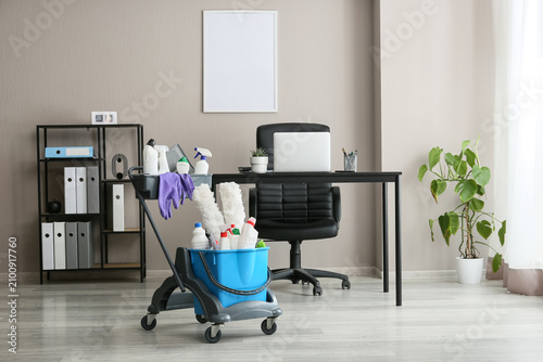 Cleaning service cart with ...