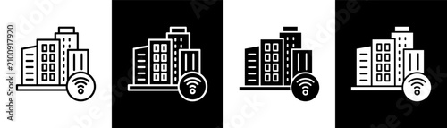 Εκτύπωση καμβά Smart Cities white and black icon set design