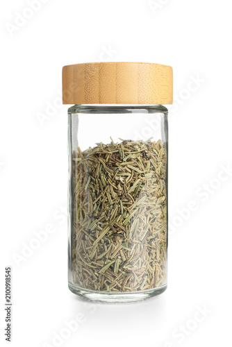Dried rosemary spice in a c...