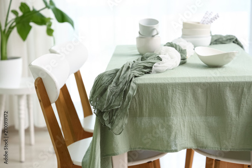 Dining table with light gre...