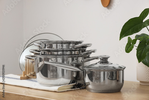Stack of stainless steel co...