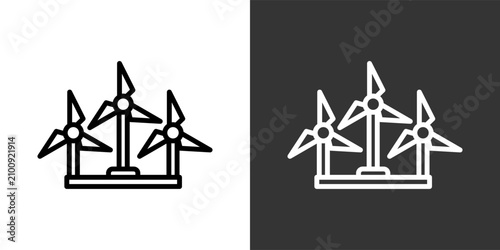 Photos Eolic Energyblack And White Icon Set Collection Pack Vector Illustration