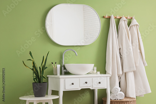 Interior of bathroom with s...