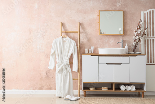 Interior of bathroom with s...