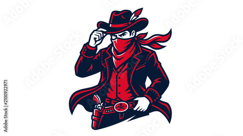 Fotografía Cowboy Bandit Character Illustration