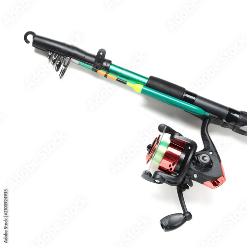 Fishing rod on white backgr...