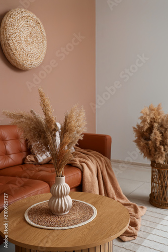 Coffee table with wicker ma...