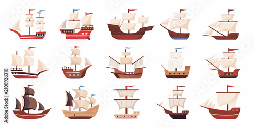 Foto Stylized Historical Sailing Ships A Vector Illustration Collection