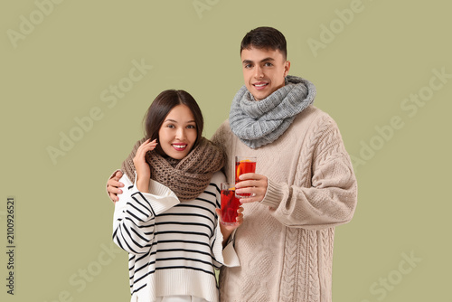 Happy couple with glasses o...