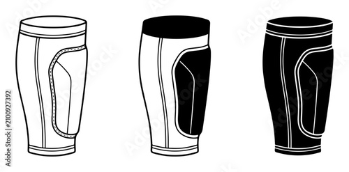 Sports Compression Leg Sleeves, Calf Guards, and Shin Protectors, Vector Illustrations Set